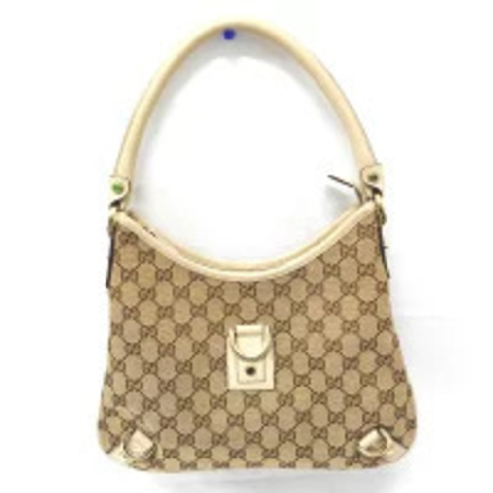 Gucci One Shoulder Hobo Bag Abbey GG Canvas Leather Beige